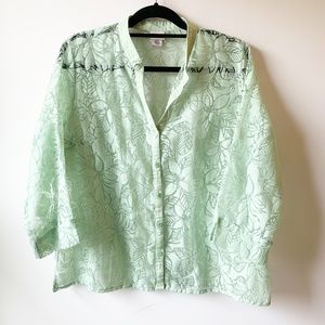 Covington Button-up See-thru Floral Shirt
